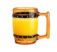 Taza de café genérica, Retro Barrel-Shaped Glass Drinkware 10,14 fl oz (4,29 pulgadas), Thick Clear Beer Cup, for Home Café Kitchen Dorm Hotel Camping Outdoor Picnic Travel, Transparente Color