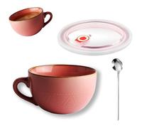 Taza de Café Grande, 700 ml Taza de Café de Cerámica, Bol Grande de Cereales con Asa, Reutilizar Ensaladera, Taza de Té grande, Apto para Lavavajillas, para Leche, Zumo, Yogur(Rosa)