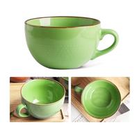 Taza de café grande XXL, de cerámica, 700 ml, con asa, cuenco para desayuno, cereales, sopa, avena, ensalada, taza de cerámica extragrande (700 ml, verde)