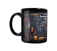 Taza de café mecánica, tazas juego de toolbox mecánica, Taza de café con herramientas mecánicas impresas, Herramienta para beber colores brillantes para área de trabajo, dormitorio y hogar