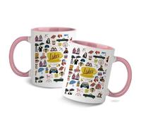 Taza de café novedosa, taza de café bicolor de 350 ml con asa aislada, taza de cerámica apta para lavavajillas, taza personalizada regalo para novia, esposa y familia