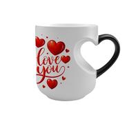 Taza de café que cambia de color - Mango en forma ďe corazón đe 325 ml, decoración d́e escritorio divertida, cambio d̄e color, tazas dé café, tazas novedosas | Taza térmica para vacaciones, boda, fies
