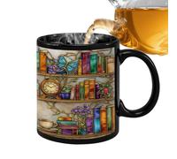 Taza de café | Taza de agua de cerámica con diseño de gato de 350 ml, para amantes de los libros, para chocolate, té, agua, zumo, hogar, dormitorio, hotel, apartamento, amantes de los animales