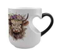 Taza de café termocrómica 400 ml Taza Cerámica Novedosa con Asa de Corazón