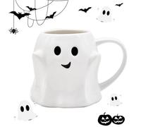 Taza de cerámica fantasma de Halloween - Taza de temática divertida para café, leche, jugo - ideal para invitados (blanco)