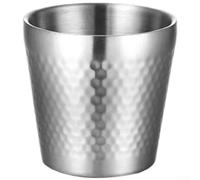 Taza de cerveza martillada de acero inoxidable 304 con doble pared aislada para sidra Craft Ale Lager, acabado dorado, 250 ml (plata)