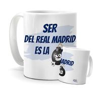 Taza de Desayuno Fútbol | Tazas Real Madrid para regalar | Regalos para amigos Ser del Madrid es la bomba | Regalo original para tomar café, leche, chocolate | 350ml