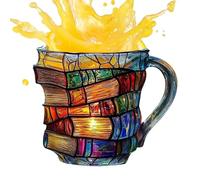 Taza de libro lacada, novedad 3D Malte Lesebbücher Taza de café, taza de agua con asa, taza única en forma de libros apilados, regalo para amantes de los libros, profesores, amigos literarios