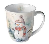 Taza de Navidad muñeco de nieve con alegría de porcelana. Taza para mesa y como regalo, 0,4 x 10,5 cm