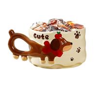 Taza de Perro 380 ml Taza Cerámica 3D con Asa de Teckel