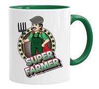 Taza de superhéroe | Super Mum Dad Auntie Gran Grandad | Regalos para mamá | Regalos de cumpleaños para mujeres | Regalo de cumpleaños de Navidad | Regalo del día del padre (granjero)