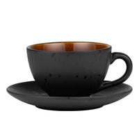 Taza de té con platillo, 220 ml, negro/ámbar, Bitz