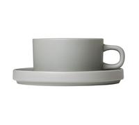 Taza de té con platillo PILAR, juego de 2 piezas, 170 ml, gris claro, Blomus