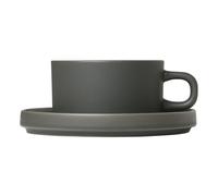 Taza de té con platillo PILLAR, juego de 2 piezas, 170 ml, color caqui, Blomus