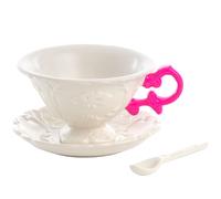 Taza de té con platillo y cuchara I-WARES, fucsia, Seletti