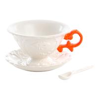 Taza de té con platillo y cuchara I-WARES, naranja, Seletti