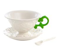 Taza de té con platillo y cuchara I-WARES, verde, Seletti
