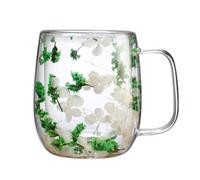 Taza de té de flores, resistente al calor, taza de café con flores secas | Vasos de café para bebidas, taza de té, arte de flores secas, tazas de expreso para café, té, leche, jugo, bebidas frías