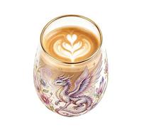 Taza de té de vidrio - Taza de té decorativa portátil de vidrio estética y copa de vino de colibrí | Taza de bebida de calidad para mujeres, hombres, familia, mesa de cocina interior