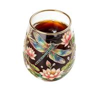 Taza de té de vidrio - Taza de té decorativa portátil de vidrio estética y copa de vino de colibrí | Taza de bebida de calidad para mujeres, hombres, familia, mesa de cocina interior