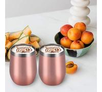 Taza de viaje de acero inoxidable Ibenzoa® Duplex, de doble pared y aislamiento al vacío, 350 ml, juego de 2 unidades con pajita de acero inoxidable, acabado mate