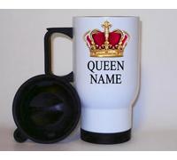 Taza de viaje personalizada con texto en inglés "Queen (Any Name"), regalo de trabajo divertido para mamá jefe