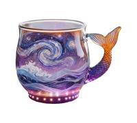 Taza de vidrio - Taza de café | Tâza de café de vidrio 3D con forma de cola de Siřena para leche, agua, chocolate, vino, té, cerveza, hogar, camping, dormitorio, hotel, Tâza de Vidřio con relieve marí