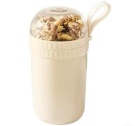 Taza de Yogur Doble Capa con Cuchara Plegable, Recipiente de Avena Nocturna a para prueba de Fugas para Desayuno y Merienda, Contenedor Portátil de Muesli 13.5cm(E)