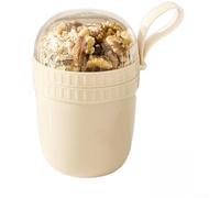 Taza de Yogur Doble Capa con Cuchara Plegable, Recipiente de Avena Nocturna a para prueba de Fugas para Desayuno y Merienda, Contenedor Portátil de Muesli 13.5cm(C)