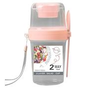 Taza de yogur parfait - Tarro de avena durante la noche, tarro de avena portátil con compartimento para cobertura, recipiente reutilizable para aperitivos con tapa y tenedor para ensalada de frutas, c