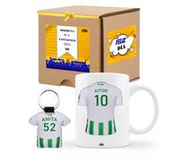 Taza del Madrid más llavero camiseta de futbol del real con nombre y número pack de regalos para fanáticos del futbol mejor equipo de España 2024 325 ml para te café o chocolate de cerámica apta para