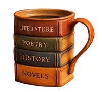 Taza divertida con forma de libro - Taza artística de resina 3D con asa de agarre cómodo | Apta para microondas y lavavajillas para café, cerveza y cócteles | Regalo para lectores, escritores