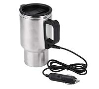Taza eléctrica para coche, 12 V, 450 ml, acero inoxidable, taza de viaje con calefacción automática, taza de café y té con cable para encendedor de cigarrillos, para agua caliente, café, viajes, uso