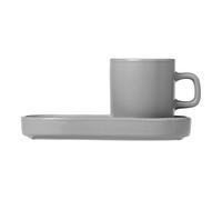Taza espresso con platillo PILAR, juego de 2 piezas, gris claro, Blomus