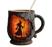 Taza genérica de 386 ml, taza con asa textura 3D corteza y diseño de llama mágica para cumpleaños compañeros de trabajo, adultos