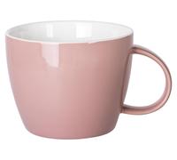 Taza grande de color rosa, ideal para café y sopa