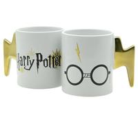 Taza HP gafas con mango de flash 460 ml | Harry Potter | Hogwarts | Café | Té | Cacao | Taza | Taza de cerámica | Regalo | Cumpleaños | Navidad | Relámpago | Efecto dorado | Cerámica