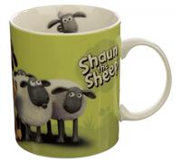 Taza La Oveja Shaun Rebaño Sobre Fondo Verde Porcelana 350 mls