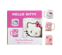 Taza Mullida Hello Kitty Lazo Rosa Kawaii 440 ml | Ideal para Café y Té | Funda de Peluche | Apta Microondas | Producto Oficial | Regalo Kawaii