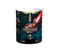 Taza Parque Jurasico. Jurassic World. Jurassic Park. Blue. Owen. Alan. Ellie. Hammond. Lex. Tim. Claire. Maisie