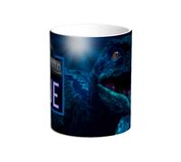Taza Parque Jurasico. Jurassic World. Jurassic Park. Blue. Owen. Alan. Ellie. Hammond. Lex. Tim. Claire. Maisie