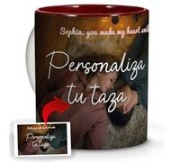 Taza Personalizada con Foto y Texto. Tazas para Personalizar. Regalos para Mujer. Regalo San Valentín Originales para Mi Novio. Regalos San Valentín Pareja Hombre. Regalos con Fotos. Interior Granate