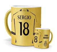 Taza Personalizada Real Madrid | Edicion especial GOLD | Tazas de Desayuno Fútbol | Regalo Original para Merengues | Fútbol para Niños | Regalos Camisetas Futbolistas | Copa Orejona.