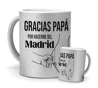 Taza real madrid | Gracias papa por hacerme del madrid | regalo original merengues | Cerámica Purpurina plata | Tazas de Café, Té... | Tazas equipos de futbol | 350 ML