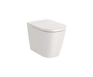 Taza Rimless Adosada a Pared con Salida Dual para Inodoro Tanque Alto O Empotrable Duplo 37x56x44cm Roca