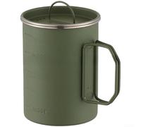 Taza térmica de 500 ml, ligera, con escala, acero inoxidable 304, taza de café al vacío para camping, pesca, aventuras al aire libre, color negro (verde)