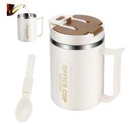 Taza térmica de acero inoxidable | Taza térmica de acero inoxidable de 500 ml con asa y pajita - Taza de café de viaje, taza de café para uso interior y exterior