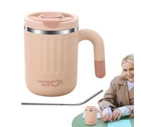 Taza térmica de viaje aislada de acero inoxidable de 480 ml | Vaso portátil con asa y tapa, recipiente a prueba de fugas para camping, trabajo, hogar