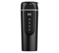 Taza Térmica Eléctrica para Coche 420ml de Acero Inoxidable | Calentamiento Rápido y Temperatura Regulable, Portátil para Vehículo, Color Negro, PC y Uso Diario