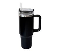 Taza Termo de Viaje 1.2L de Acero Inoxidable con Asa y Pajita | Vaso Térmico Doble Pared para Coche | Mantiene Frío y Caliente - Maxia Market Black